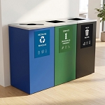 Kaleidoscope Square 3-Stream Station with Adhesive Vinyl Bin Signs | Denver Compliant