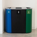 Kaleidoscope Half Round 3-Stream Staiton with Adhesive Vinyl Bin Decals | Denver Compliant