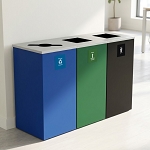 Kaleidoscope Square 3-Stream Station with Adhesive Vinyl Bin Decals | Denver Compliant