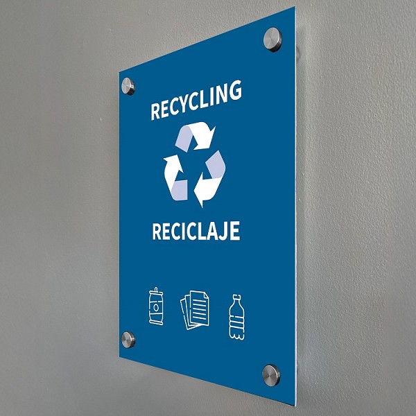 Wall signs can be placed above bins for clear sorting instructions 