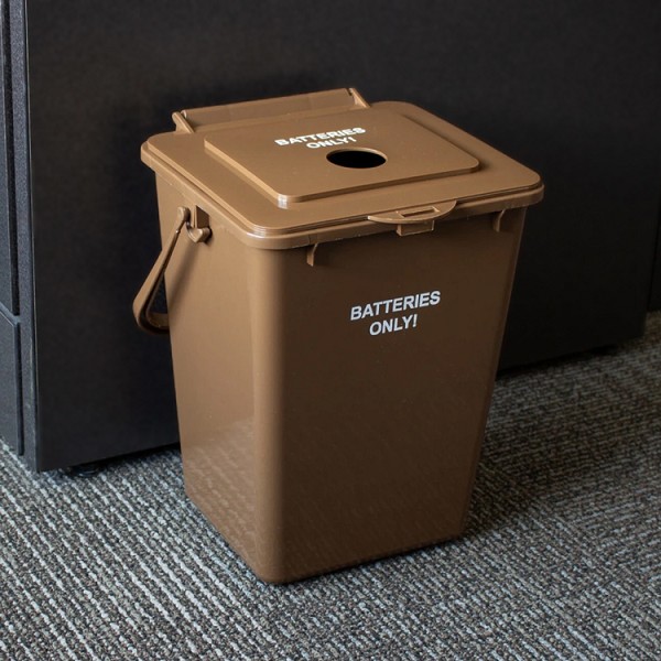 Battery Recycling Bin in Brown 