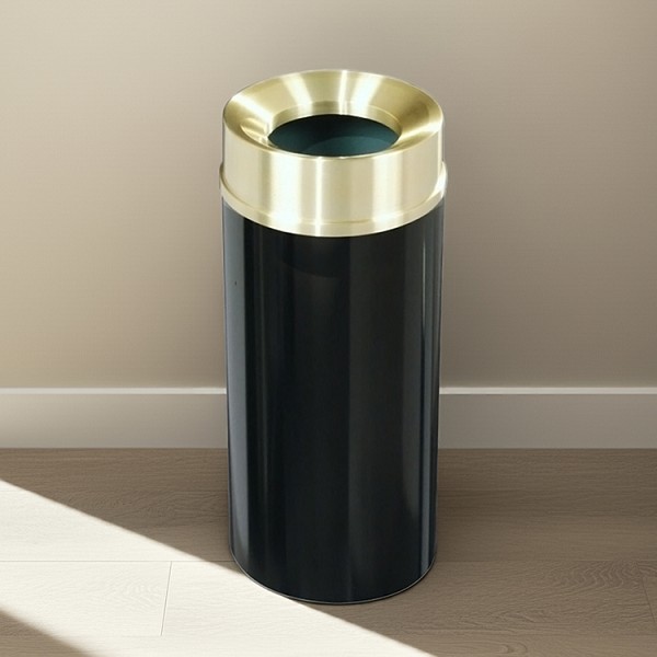 in black with satin brass lid 