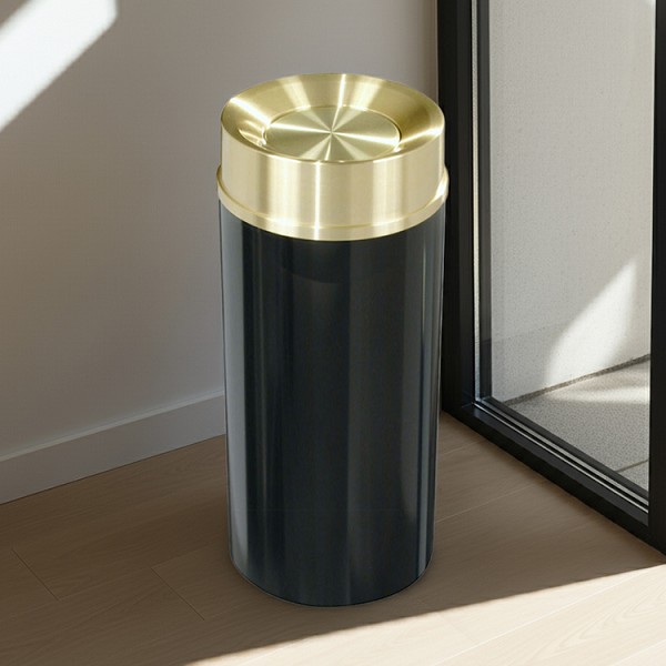 in black with satin brass lid 