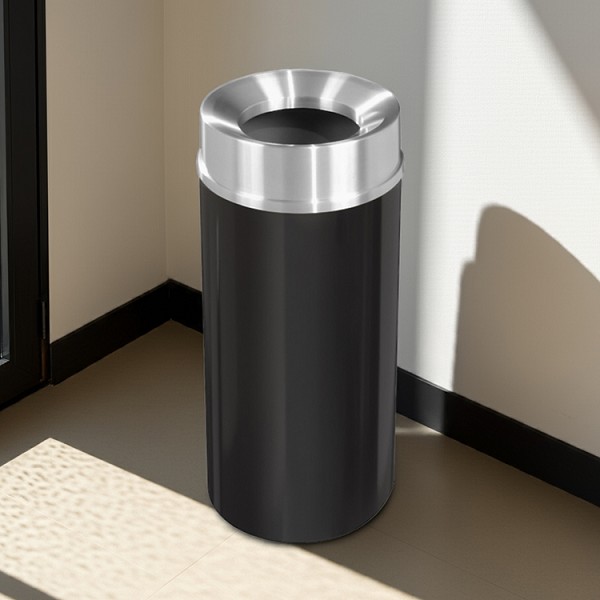 in black with satin aluminum lid 