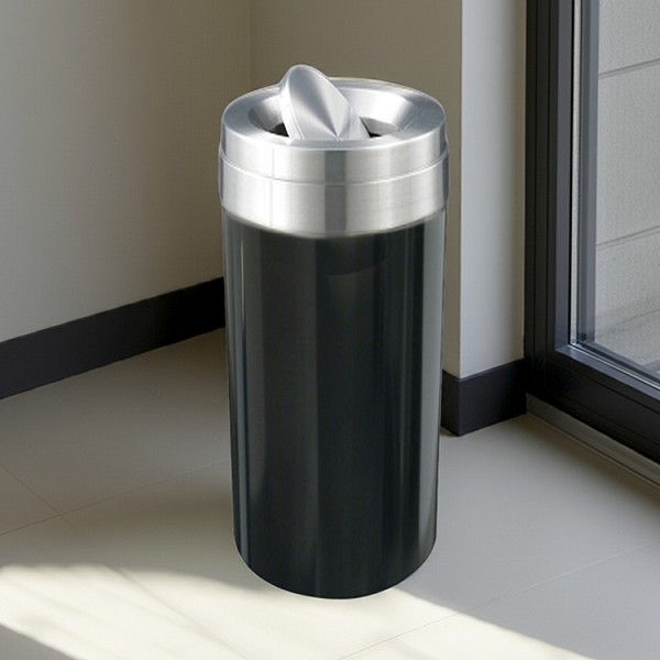 in black with satin aluminum lid 