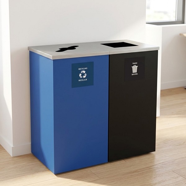 Kaleidoscope Square 2-Stream Station with Adhesive Vinyl Bin Decals | Denver Compliant 
