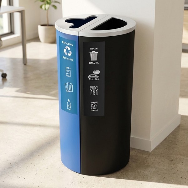 Kaleidoscope Half Round 2-Stream Station with Magnet Bin Signs | Denver Compliant 
