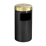 Mount Everest 10 Gal Waste Bin with Flat Top - Satin Black Body w/Satin Brass Lid