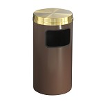 Mount Everest 10 Gal Waste Bin with Flat Top - Espresso Brown w/Satin Brass Lid