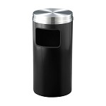 Mount Everest 10 Gal Waste Bin with Flat Top - Satin Black Body w/Satin Aluminum Lid