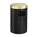Mount Everest 17 Gal Waste Bin with Flat Top - Satin Black Body w/Satin Brass Lid