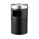 Mount Everest 17 Gal Waste Bin with Flat Top - Satin Black Body w/Satin Aluminum Lid