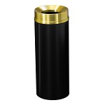 Mount Everest 12 Gal Waste Bin with Funnel Top - Satin Black Body w/Satin Brass Lid