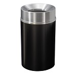 Mount Everest 33 Gal Waste Bin with Funnel Top - Satin Black Body w/Satin Aluminum Lid
