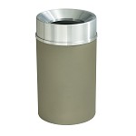 Mount Everest 33 Gal Waste Bin with Funnel Top - Nickel w/Satin Aluminum Lid