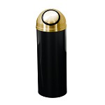 Mount Everest 8 Gal Waste Bin with Self-Closing Dome Top - Satin Black Body w/Satin Brass Lid