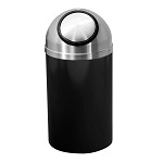 Mount Everest 12 Gal Waste Bin with Self-Closing Dome Top - Satin Black Body w/Satin Aluminum Lid