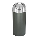 Mount Everest 16 Gal Waste Bin with Self-Closing Dome Top - Silver Vein w/Satin Aluminum Lid