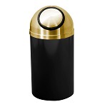 Mount Everest 12 Gal Waste Bin with Self-Closing Dome Top - Satin Black Body w/Satin Brass Lid