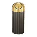 Mount Everest 16 Gal Waste Bin with Self-Closing Dome Top - Satin Black Body w/Satin Brass Lid