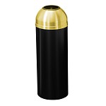 Mount Everest 8 Gal Waste Bin with Open Dome Top - Satin Black Body w/Satin Brass Lid