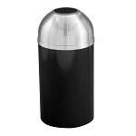 Mount Everest 12 Gal Waste Bin with Open Dome Top - Satin Black Body w/Satin Aluminum Lid