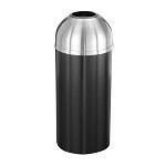 Mount Everest 16 Gal Waste Bin with Open Dome Top - Satin Black Body w/Satin Aluminum Lid
