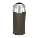 Mount Everest 16 Gal Waste Bin with Open Dome Top - Bronze Vein w/Satin Aluminum Lid