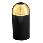 Mount Everest 12 Gal Waste Bin with Open Dome Top - Satin Black Body w/Satin Brass Lid