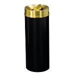 Mount Everest 12 Gal Waste Bin with Tip-Action Top - Satin Black Body w/Satin Brass Lid