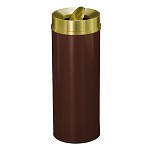 Mount Everest 12 Gal Waste Bin with Tip-Action Top - Espresso Brown w/Satin Brass Lid