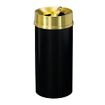 Mount Everest 16 Gal Waste Bin with Tip-Action Top - Satin Black Body w/Satin Brass Lid