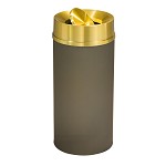 Mount Everest 16 Gal Waste Bin with Tip-Action Top - Nickel w/Satin Brass Lid