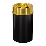 Mount Everest 33 Gal Waste Bin with Tip-Action Top - Satin Black Body w/Satin Brass Lid