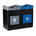 Avante Double Station: 110 Gal Waste and Recycling Bins with Standard Lids
