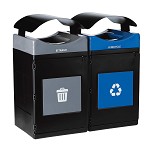 Avante Double Station: 110 Gal Waste and Recycling Bins with Canopy Lids