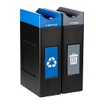 Avante Double Station: 60 Gal Waste and Recycling Bins with Narrow Lids