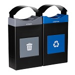 Avante Double Station: 60 Gal Waste and Recycling Bins with Shallow Canopy Lids