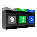 Avante Triple Station: 165 Gal Waste, Recycling & Compost Bins with Standard Lids