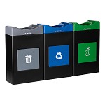 Avante Triple Station: 90 Gal Waste, Recycling, & Compost Bins with Shallow Lids