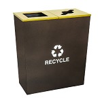 Metro Double-Stream Recycling Container in Hammered Copper
