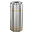 Capri Ash/Trash Receptacle with Donut Top in Satin Aluminum with Satin Brass Bands 