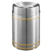 Capri Waste Receptacle with Tip-Action Top in Satin Aluminum with Satin Brass Bands 