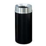 Mount Everest 16 Gal Waste Bin with Funnel Top - Satin Black Body w/Satin Aluminum Lid