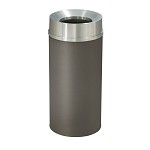 Mount Everest 16 Gal Waste Bin with Funnel Top - Statuary Bronze w/Satin Aluminum Lid